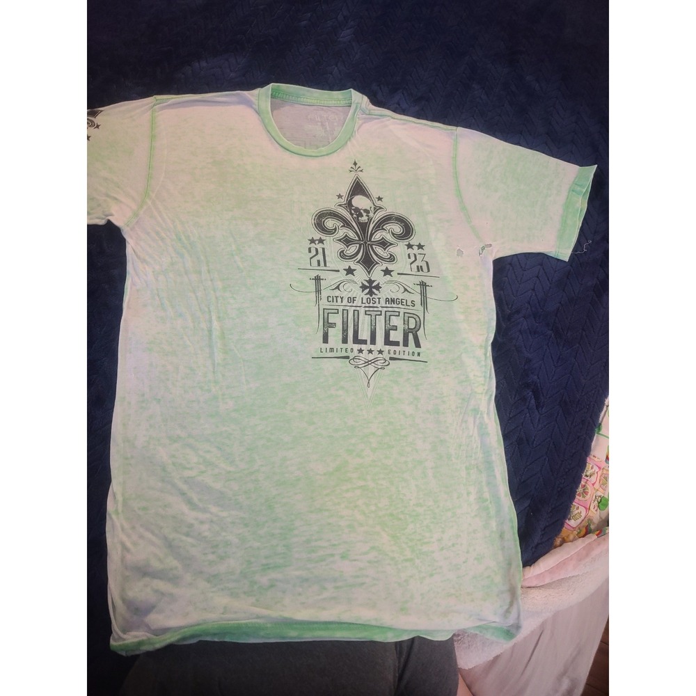 Filter City of Lost Angels Limited Edition Graphic T-Shirt Green Acid Wash M